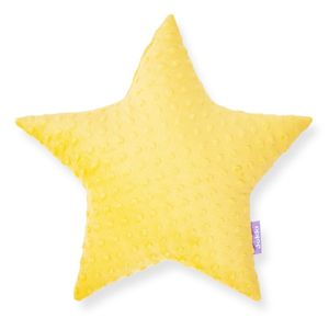 JUKKI® DekoKissen für Kinderzimmer  STERN [Gelb] 40cm Plüsch MINKY Kopfkissen für Kinder Kuschelkissen Plüschkissen