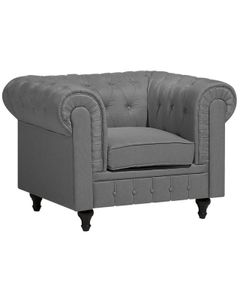 BELIANI Fotel szary tapicerowany chesterfield tuftowany pikowany vintage glamour salon