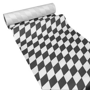 50m x 0,40m JUNOPAX® Papier Tischläufer Raute schwarz-weiß