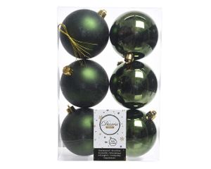 Weihnachtskugeln Kunststoff 8cm piniengrün, 6 Stück