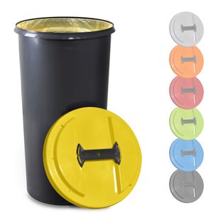 KUEFA BSC 60 Liter Müllsackständer, Mülleimer, Sammelbehälter mit Deckel und Befestigungsring für Gelben Sack (Gelb)