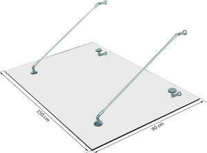HOMCOM Stříška Skleněná stříška, tvrzené sklo, nerezová ocel 304 čiré sklo 150 x 90 cm