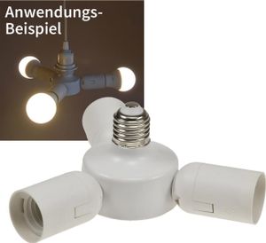 Gniazdo E27 "Triple", potrójny adapter do 3x gniazda śrubowe E27