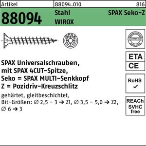 SPAX Universalschrauben - SK - Kreuzschlitz Z - verzinkt - 3,0x16 - 200 Stk