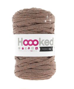Hoooked RibbonXL Polyester 80% recyceltes Garn, 20% Polyester metallisiert, mit Glitter : Copper Wood Hoooked Farbe: Copper Wood