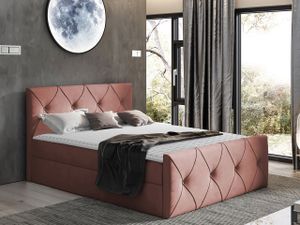 Kontinentální manželská postel 200x200 LITZY 2 - růžová + topper