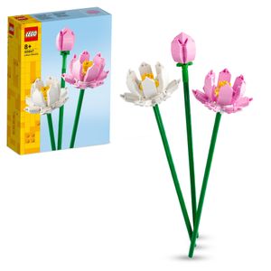 LEGO Creator Lotusblumen, Blumenstrauß-Set mit 3 künstliche Blumen, Schlafzimmer- oder Schreibtisch-Deko, Valentinstag-Geschenk für jugendliche Mädchen und Jungen, Sie und Ihn 40647