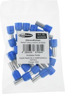 Aderendhülsen 16mm² (blau), isoliert, 25 Stück