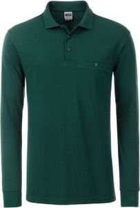James & Nicholson | JN 866 Herren Workwear Polo mit Brusttasche langarm, Größe:XL, Farbe:Dark Green