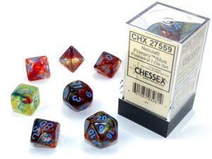 Chessex Nebula Primary/blue Luminary Polydice Dobbelsteen Set (7 stuks)
