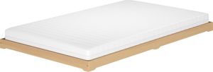 Niederflurbett Flachbett 120x200 Buche Massivholz natur mit wählbarem Zubehör V-60.66-12Rollrost und Matratze inkl.