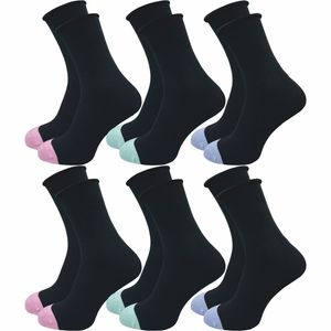 GAWILO Damen Socken mit Rollrand (6 Paar) | Ohne drückende Naht und ohne Gummidruck | Diabetikersocken mit verstärkter Ferse und Fußspitze