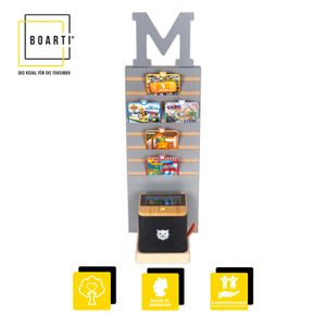 BOARTI® Tower grau mit grauem Buchstaben "M" für Tigerbox touch & 16 Tigercards