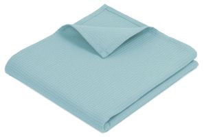 Waffelpique Decke, 100% Baumwolle, 150x200, hellblau (blau)