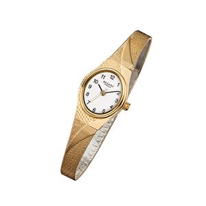 Regent Damen Armbanduhr F-622 Edelstahl gold plattiert