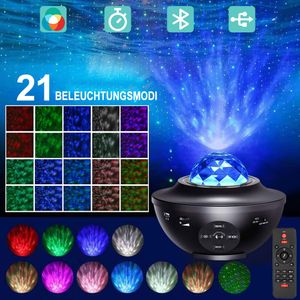 Musik LED Projektor Sternenhimmel Licht Wasserwelleneffekt Bluetooth Lautsprecher Nachtlichter mit Fernbedienung für Party Weihnachten Geschenke
