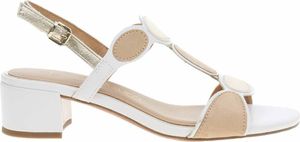 MARCO TOZZI Damen Sandale bequem Blockabsatz Synthetik Textil Riemen 2-28231-44, Größe:39 EU, Farbe:Weiß