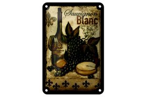 Blechschild Kunst 12x18cm Stillleben Sauvignon Blanc Wein Dekoration
