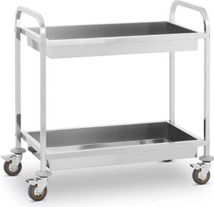 Royal Catering Servierwagen - Edelstahl - 2 Mulden - Ablagen: 84 x 44 cm - 320 kg -