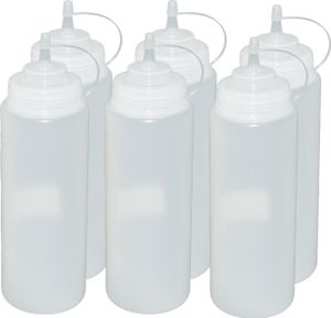 6 Stück transparente Quetschflaschen 1 Liter Dosierflasche Spenderflasche Dressingflasche