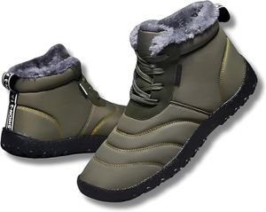ASKSA Damen Herren Winter Wasserfeste Barfussschuhe Outdoor Traillaufschuhe Barfuss Schuhe, Armeegruen, Groesse: 43