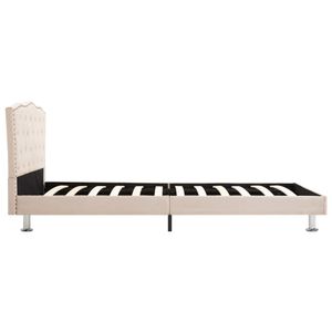 [SALE] Zeitgenössisch Bett mit Matratze Beige Stoff 90 x 200 cm | Bett Klassische Betten Puristischer Stil