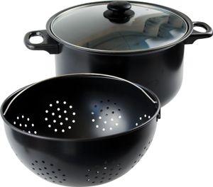 Bonplus BP | Nudeltopf mit Abtropfsieb | 24 cm Durchmesser | Glasdeckel | Abtropfsieb 360° | für alle Küchenarten | Küchenzubehör | Fassungsvermögen 4 l