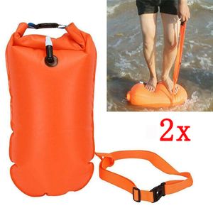 2x Schwimmboje aufblasbar Trockentasche Wasserdicht Rettungsboje Ultraleichte Schwimmsicherheitsboje mit Hüftgurt