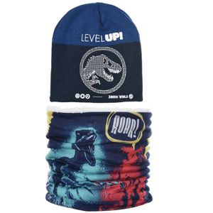 Jurassic World Dinosaurier Dino Kinder Herbst Wintermütze mit Loop Snood – Blau / 54