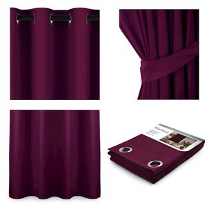 AmeliaHome Vorhang Blackout mit Ösen Aufhängung 140x175 cm Violett Ösenvorhang, verdunkelnd, pflegeleicht, langlebig & elegant