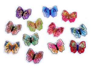 12 Aufbügler-Mix  Aufnäher Schmetterling  Pailletten  45x40mm  Applikation Schmetterlinge bunt