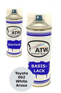 Autolack für Toyota 002 White Arosa Sprühdose 400ml +400ml Klarlack Set