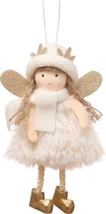 Weihnachtsengel-Puppenanhänger, Plüsch-Elfen-Ornament, Zubehör, Weihnachtsbaum-Hängedekoration für Partys, Valentinstag, Hochzeit, Weiß