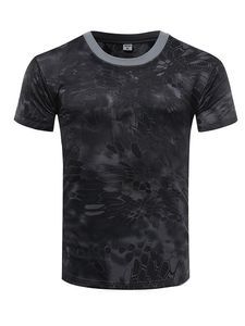Herren Kurzarm Sommertife Sport Camouflage T -Shirts Casual Camo Print Bluse,Farbe:Schwarz,Größe:M