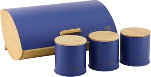 Karl Hausmann Brotkasten Alaska + 3 Vorratsbehälter, Bambus + Edelstahl, Blau