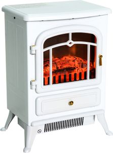 HOMCOM Elektrokamin Kaminofen Flammeneffekt 950/1850W Überhitzungs-Schutz Weiß 41,5 x 28 x 54,8 cm