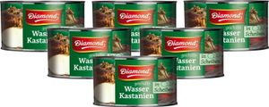 6er-Pack DIAMOND geschälte Wasserkastanien in Scheiben 227g / 140g Abtropfgewicht