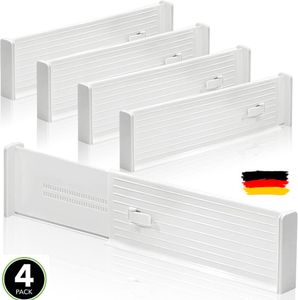 4er-Set Schubladenteiler Verstellbar Schubladen Organizer Kunststoff Weiß Schubladeneinteiler Schubladentrenner Schubladeneinsatz