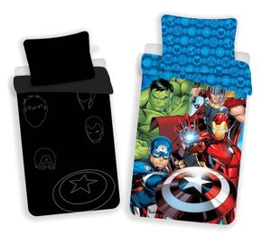 Marvel Avengers Bettbezug, Glow in the Dark - 140 x 200 + 70 x 90 cm - Baumwolle