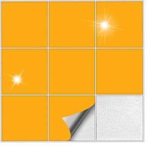 Kiwistar Fliesenaufkleber Goldgelb Glänzend - 15 x 20 cm - 25 Stück - Klebefliesen Fliesenmuster Stickerfliesen Wandfliesen überkleben