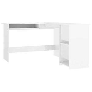 vidaXL Rohový psací stůl ve tvaru L, vysoký lesk, bílý 120x140x75 cm