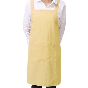 Schürzen hautfreundliche ärmellose Baumwolldamen Workwear Schürzen zum Kochen-Gelb