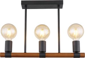 Deckenleuchte, Holz, schwarz matt, braun L 50 cm