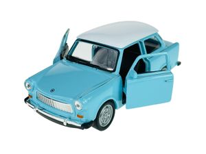 Welly Trabant Trabbi 601 Limousine Blau mit Weißem Dach Ca 1/34-1/39 Metal Modell Auto Die Cast Neu im Kasten