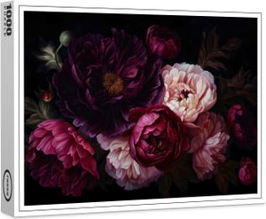 raxxa Premium-Puzzle "Vintage Dunkelheit: Blumen auf Schwarz in barockem Glanz", 1000 Teile