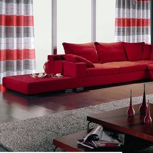 Fasttrade 2er Vorhänge mit dicken Streifen HxB 145x250 cm, Ösen, Set Wohnzimmer moderne und klassische Inneneinrichtung, weiß-grau-rot