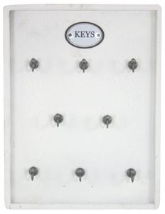 Moritz Schlüsselbrett Schlüsselkasten 27x36cm Keys 8 Haken mit Rahmen weiß Schlüsselhalter Vintage Schlüsselboard Schlüsselaufbewahrung