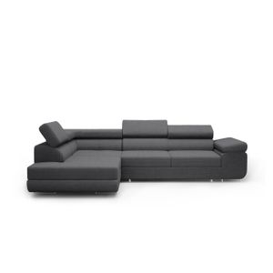 MEBLITO Ecksofa Eckcouch Kosma L Form Schlaffunktion Couch Bettkästen Wohnlandschaft Seite Links Cord-Möbelstoff Anthrazit (Poso 34)