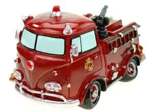 Kremers Schatzkiste Sparschwein Feuerwehrauto 19 cm Nostalgie Spardose Polyresin