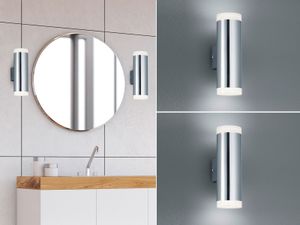 LED Badezimmer Wandleuchte Set Chrom Spiegelleuchten seitlich für Bad & Gäste WC